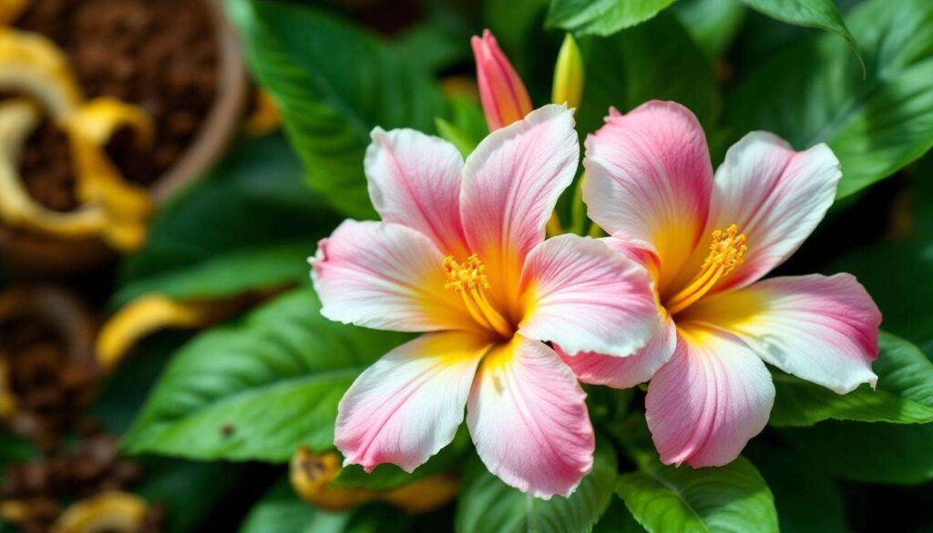 Se le Dipladenie sono ancora in fiore l’ideale è il concime con caffè e bucce di banana